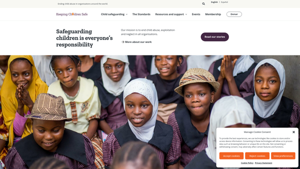 Screenshot of the Keeping Children Safe website