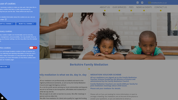 Screenshot of the Berkshire Family Mediation website