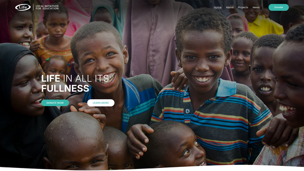 Screenshot of the L.i.f.e.(local Initiatives For Education) International website