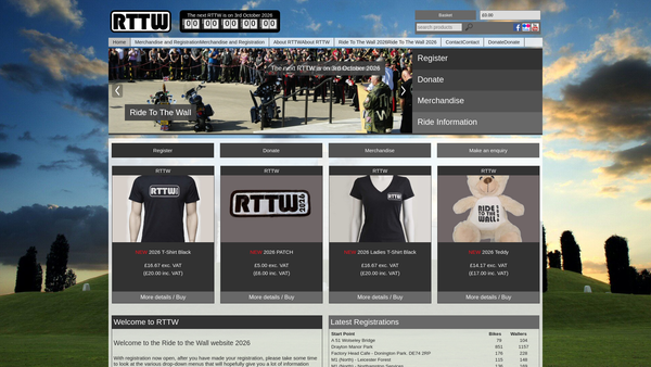 Screenshot of the Ride To The Wall website