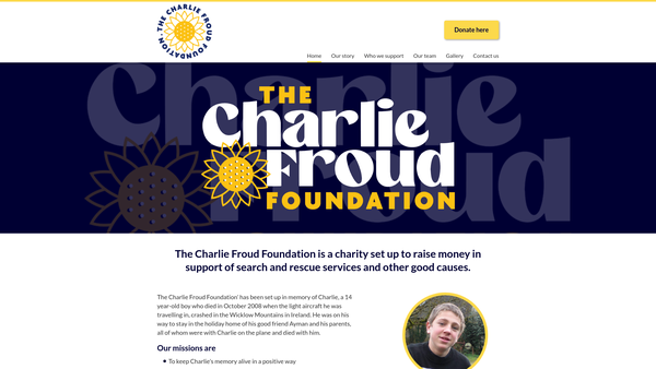 Screenshot of the The Charlie Froud Foundation website
