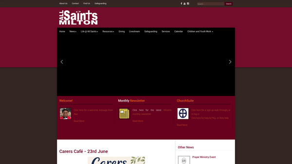 Screenshot of the The Parochial Church Council Of The Ecclesiastical Parish Of All Saints Milton In The Diocese Of Ely website