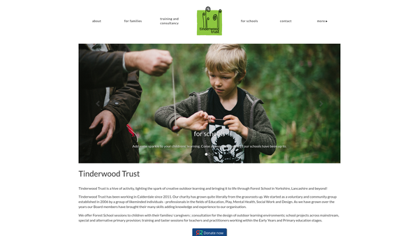 Screenshot of the Tinderwood Trust website