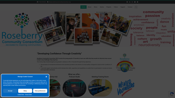 Screenshot of the Roseberry Community Consortium website