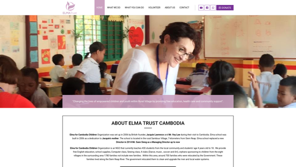 Screenshot of the Elma Trust website