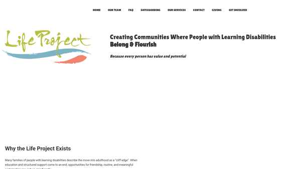 Screenshot of the The Life Project (Bath) website