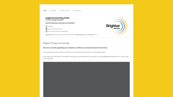 Screenshot of the Brighter Mansfield website