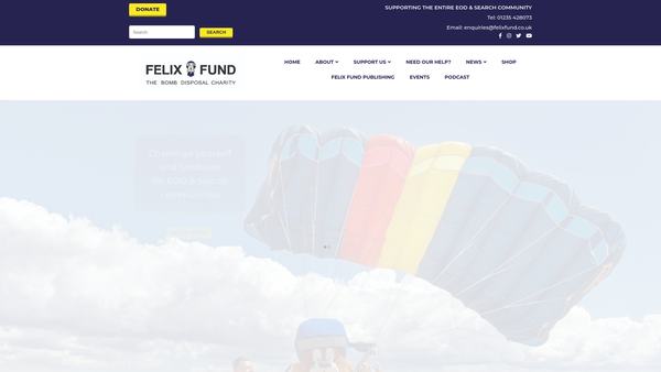 Screenshot of the Felix Fund - The Bomb Disposal Charity website