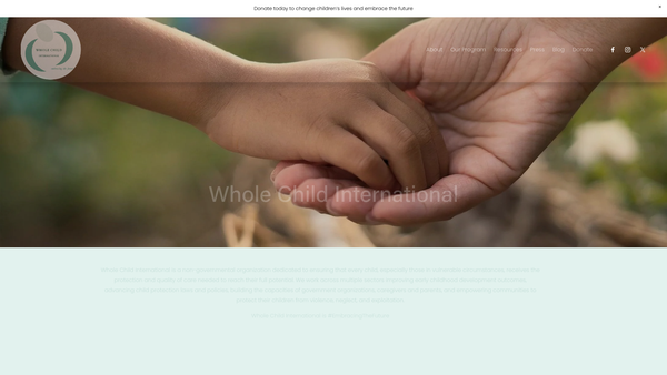 Screenshot of the Whole Child UK website