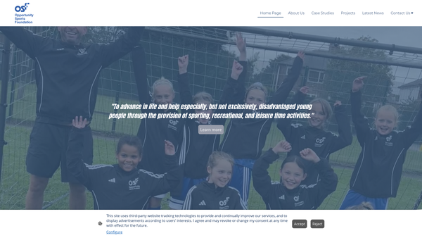 Screenshot of the Opportunity Sports Foundation website