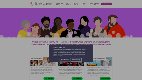 Screenshot of the Diversity Role Models website