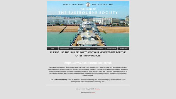 Screenshot of the The Eastbourne Society website