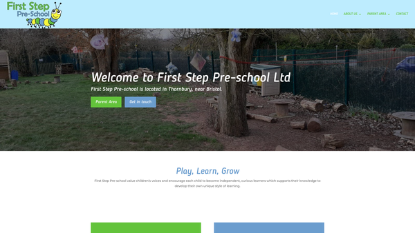 Screenshot of the First Step Pre School Limited website