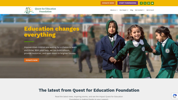 Screenshot of the Quest For Education website
