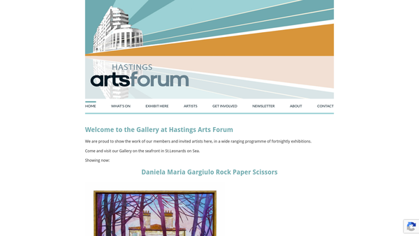 Screenshot of the Hastings Arts Forum website
