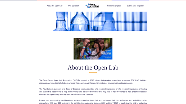 Screenshot of the Tres Cantos Open Lab Foundation website