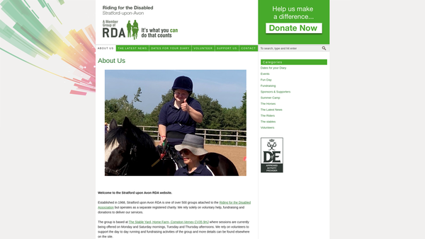Screenshot of the Stratford-Upon-Avon Rda website