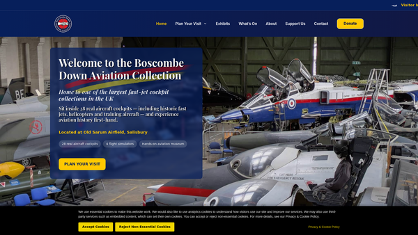 Screenshot of the Boscombe Down Aviation Collection Limited website
