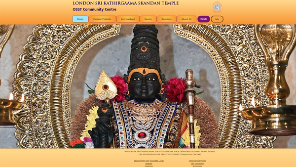 Screenshot of the Om Saravanabhava Seva Trust website