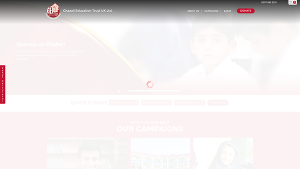 Screenshot of the Ghazali Education Trust (UK) Limited website
