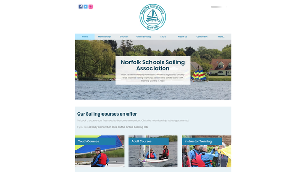 Screenshot of the Norfolk Schools Sailing Association website