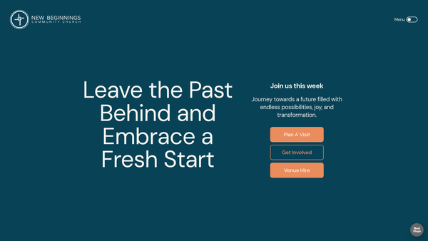 Screenshot of the New Beginnings Christian Centre website
