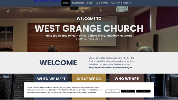 Screenshot of the West Grange Church website