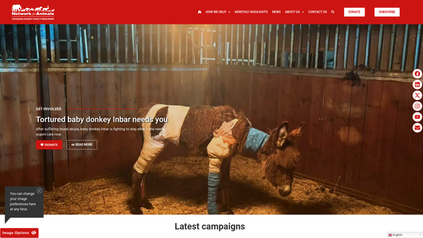 Screenshot of the Network For Animals Charitable Trust website