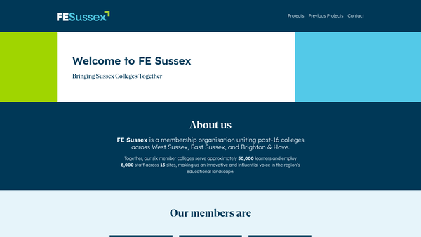 Screenshot of the Fe Sussex website
