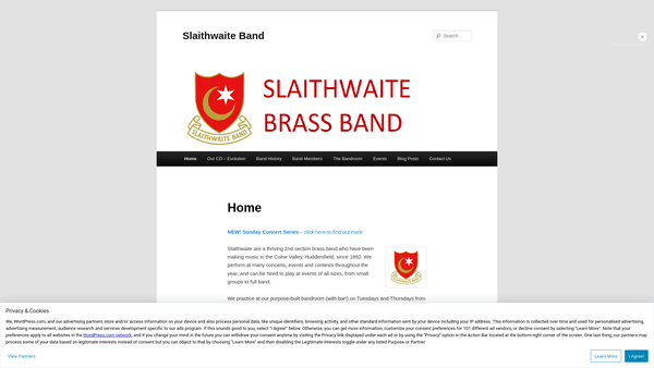 Screenshot of the Slaithwaite Brass Band website