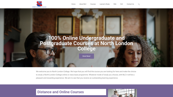 Screenshot of the North London Community College Limited website