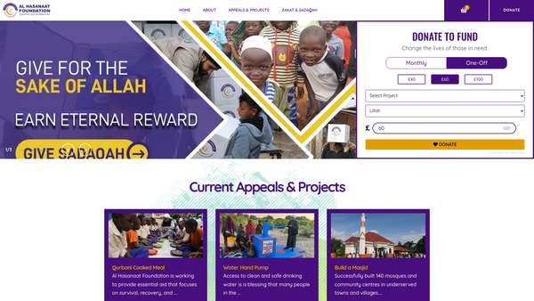Screenshot of the Al-Hasanaat Foundation website