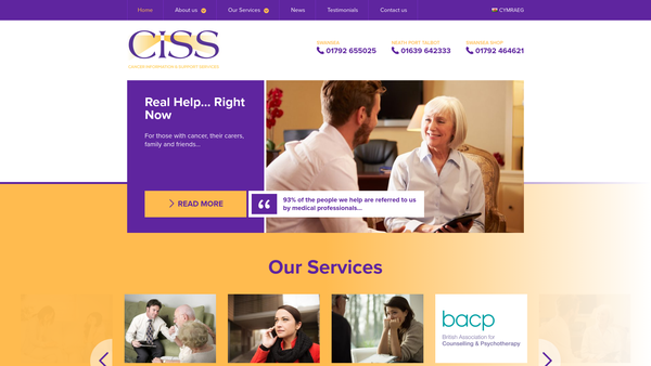 Screenshot of the Cancer Information And Support Services Ltd website
