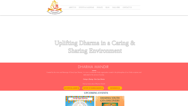 Screenshot of the The Dharma Mandir website