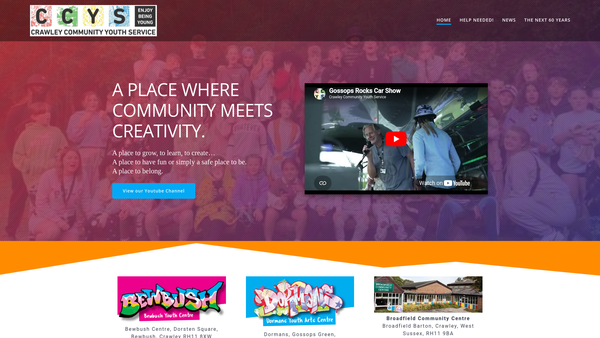 Screenshot of the Crawley Community Youth Service Limited website