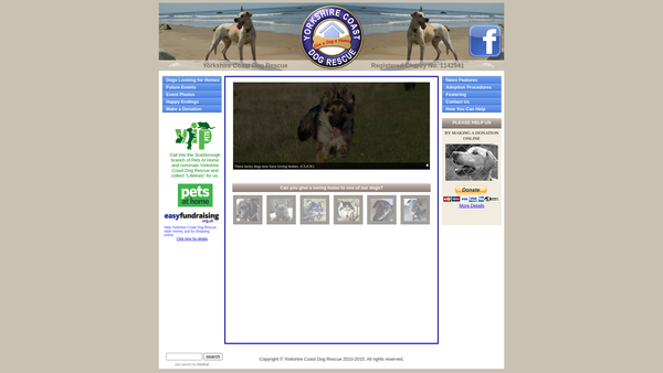Screenshot of the Yorkshire Coast Dog Rescue website