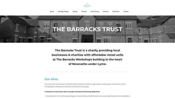 Screenshot of the The Barracks Trust website