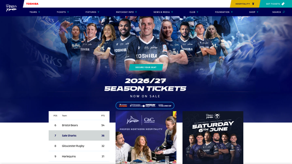 Screenshot of the Sale Sharks Foundation website