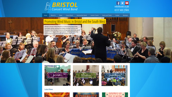 Screenshot of the Bristol Concert Wind Band website
