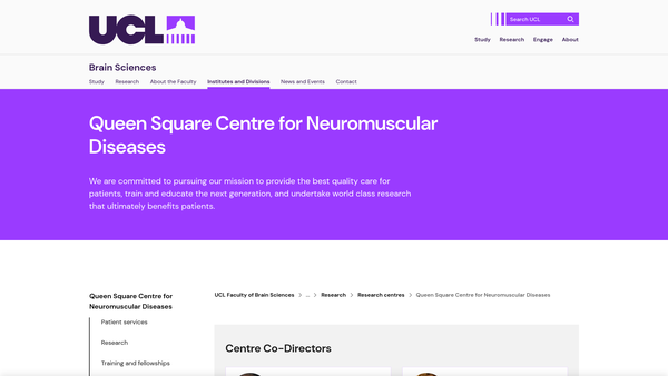 Screenshot of the British Myology Society website