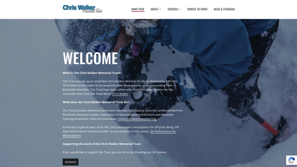 Screenshot of the Chris Walker Memorial Trust website