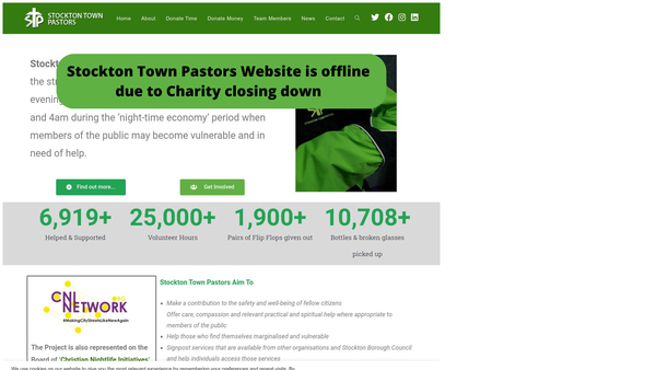 Screenshot of the Stockton Town Pastors website