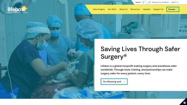 Screenshot of the Lifebox Foundation website