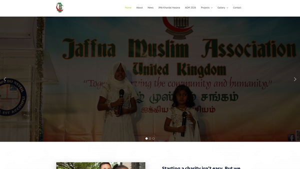 Screenshot of the Jaffna Muslim Association - UK website