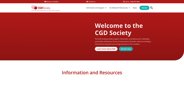 Screenshot of the The Chronic Granulomatous Disorder Society website