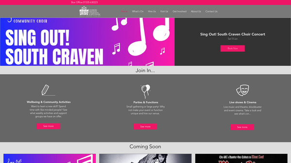 Screenshot of the Glusburn Community & Arts Centre website