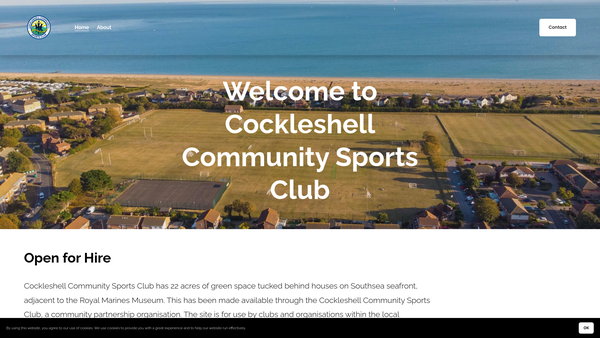 Screenshot of the Cockleshell Community Sports Club Limited website