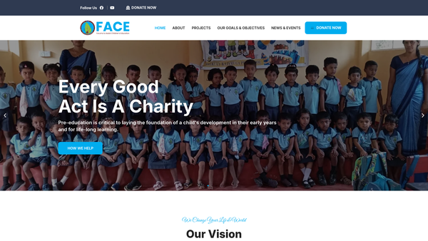 Screenshot of the Forum to Assist Children’s Education(FACE UK) website