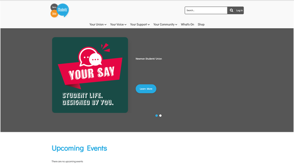 Screenshot of the Newman Students' Union website