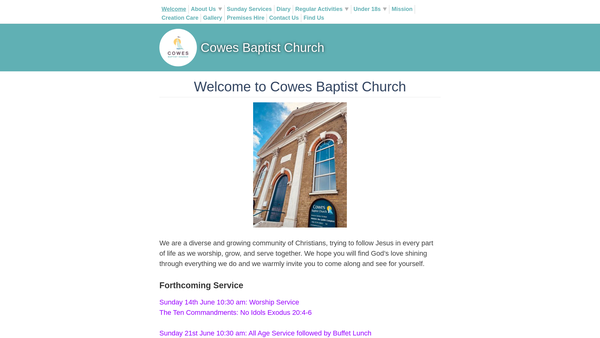 Screenshot of the Cowes Baptist Church website